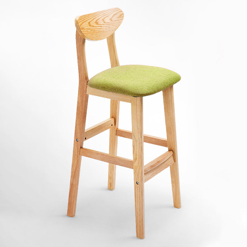 Taburete de bar de madera de estilo nórdico, taburete de bar con patas de 30 pulgadas, tapizado en terciopelo