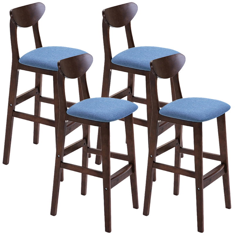 Taburete de bar de madera de estilo nórdico, taburete de bar con patas de 30 pulgadas, tapizado en terciopelo