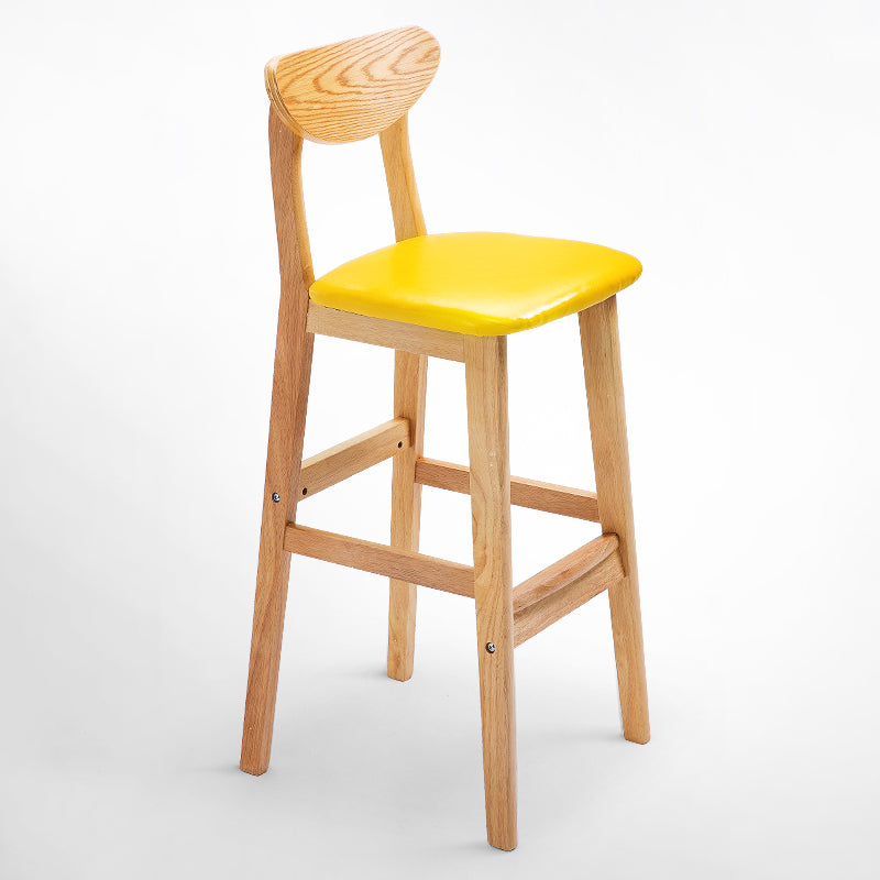 Taburete de bar de madera de estilo nórdico, taburete de bar con patas de 30 pulgadas, tapizado en terciopelo