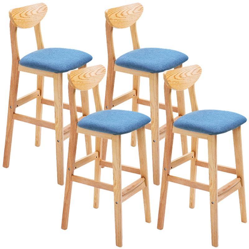 Taburete de bar de madera de estilo nórdico, taburete de bar con patas de 30 pulgadas, tapizado en terciopelo