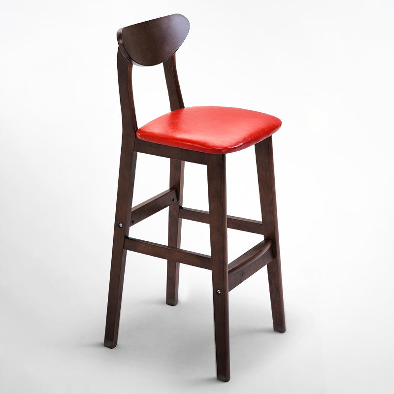 Taburete de bar de madera de estilo nórdico, taburete de bar con patas de 30 pulgadas, tapizado en terciopelo