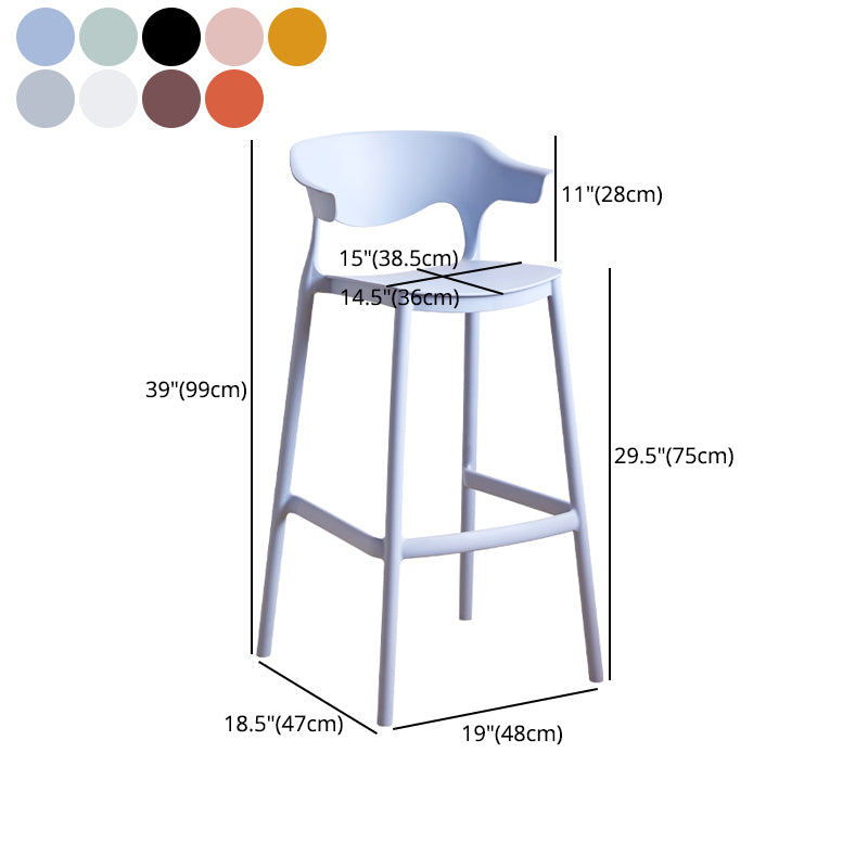 Taburete de bar de PP de estilo escandinavo, silla de mostrador con asiento cuadrado para barra de cocina