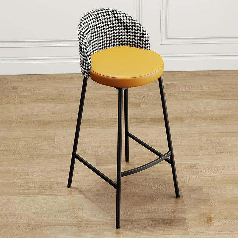 Taburete de bar de estilo escandinavo, asiento redondo de cuero, taburete para cocina
