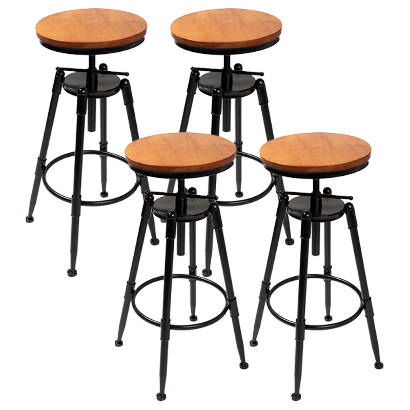 Industrial 4 Legs Barstool Adjustable Height Rotating Bar Stools