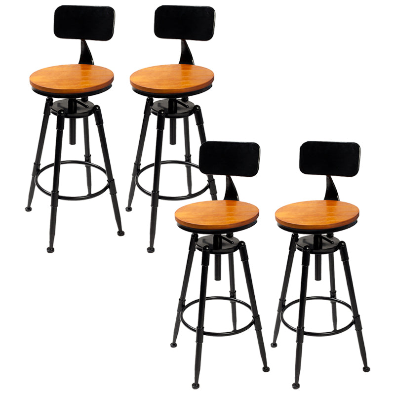 Industrial 4 Legs Barstool Adjustable Height Rotating Bar Stools