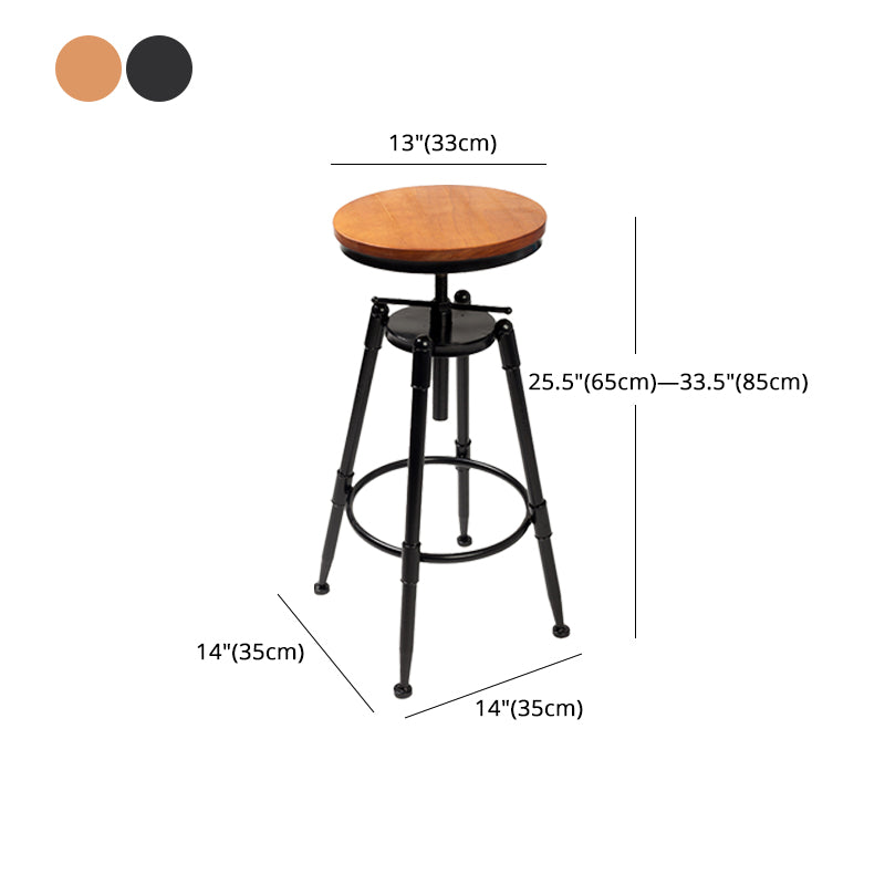 Industrial 4 Legs Barstool Adjustable Height Rotating Bar Stools