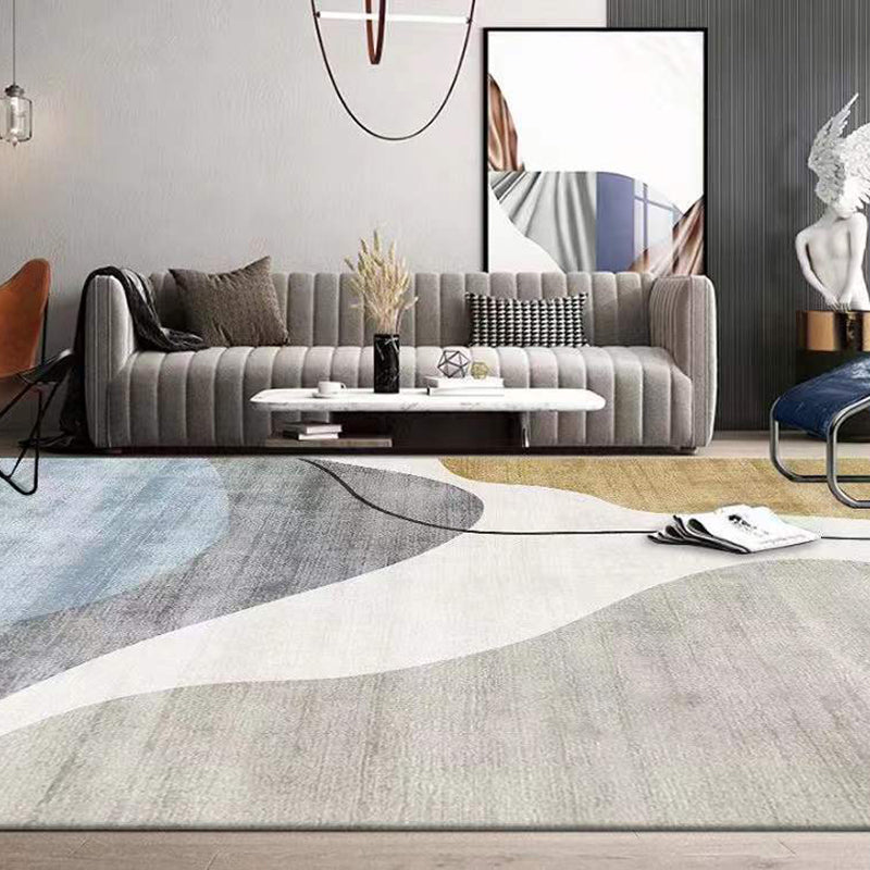 Dark Grey Casual Carpet Polyester Striped Carpet Stain Resistant Carpet for Home Decor