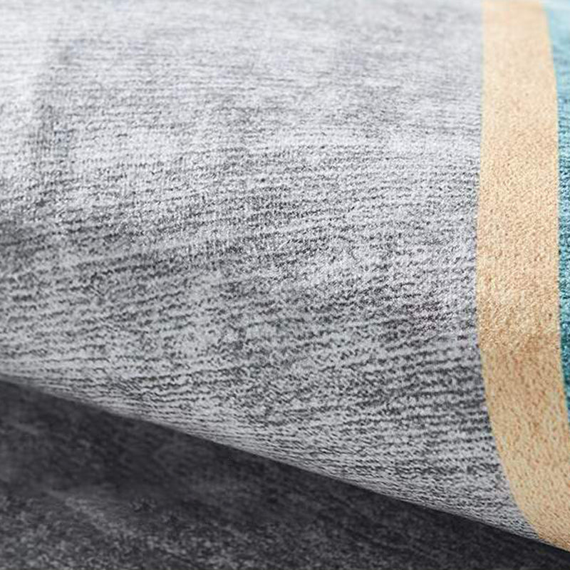 Dark Grey Casual Carpet Polyester Striped Carpet Stain Resistant Carpet for Home Decor