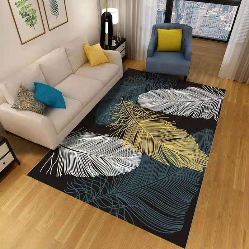 Gold Feather Carpet Polyester Simplicity Carpet Stain Resistant Carpet for Home Decor