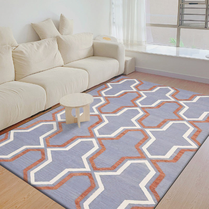 Dark Red Modern Rug Polyester Circle Indoor Rug Stain Resistant Rug for Home Decor