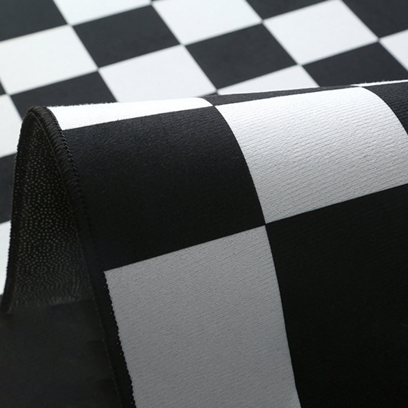 Rapis moderne Black MODER POLYESTER Tapis lavable pour le salon