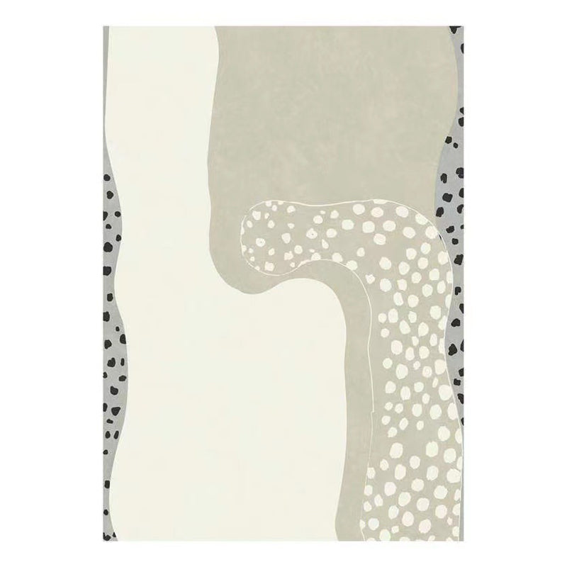 Black Abstract Print Rug Polyester Modern Rug Washable Rug for Living Room