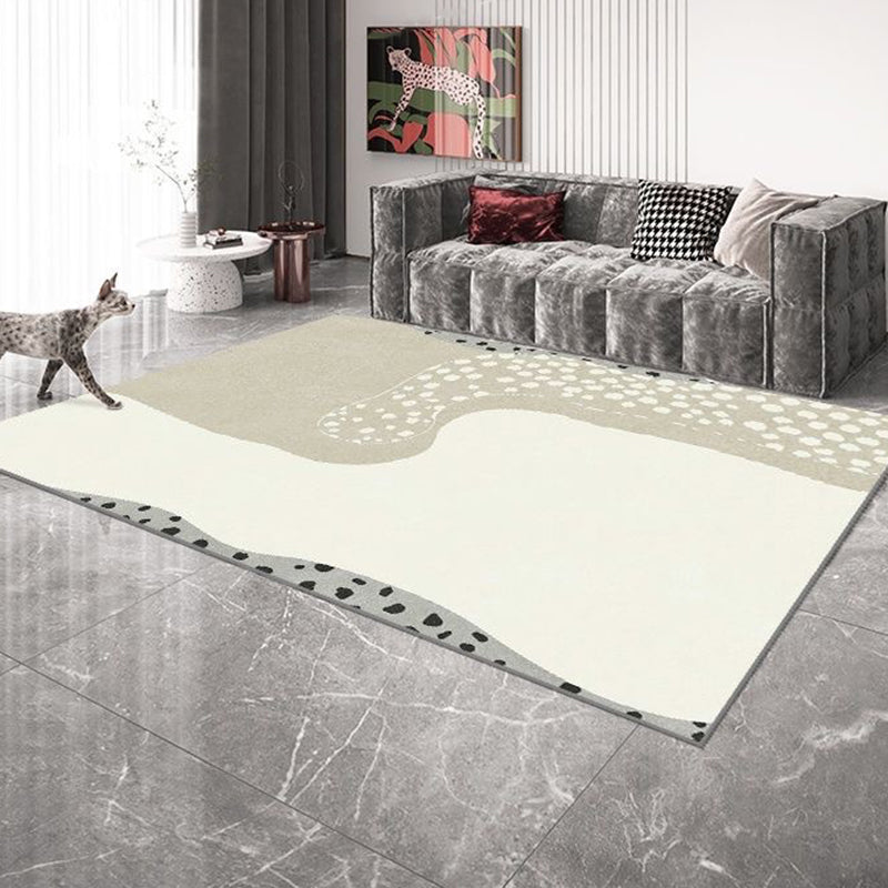 Black Abstract Print Rug Polyester Modern Rug Washable Rug for Living Room