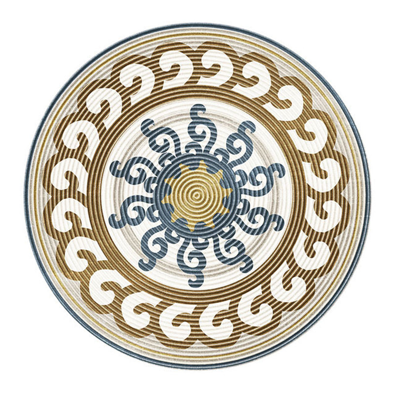 Printing Pattern Rug Polyester Round Carpet Non-Slip Backing Area Rug for Home Decoration