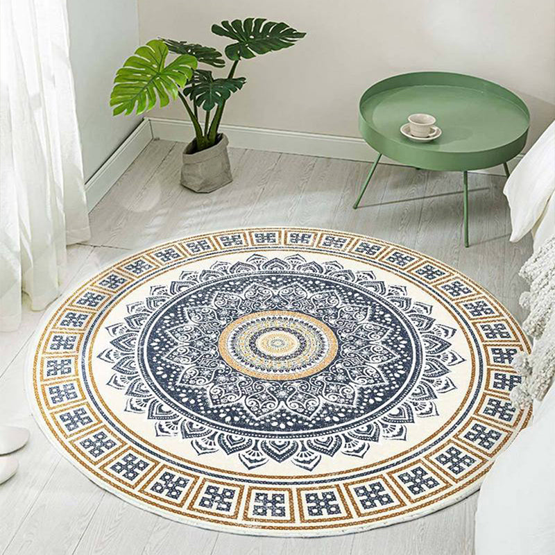 Moroccan Style Rug Polyester Area Carpet Non-Slip Backing Indoor Rug