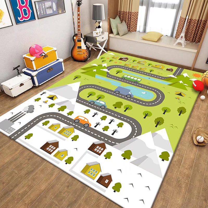 Game Puzzle Carpet Polyester Area Carpet Anti-Slip Easy Care Rug for Playroom