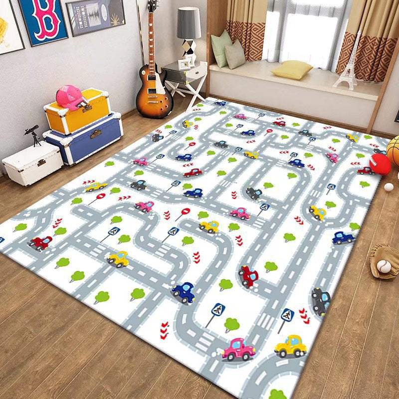 Game Puzzle Carpet Polyester Area Carpet Anti-Slip Easy Care Rug for Playroom
