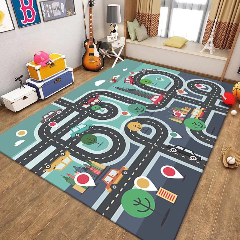 Game Puzzle Carpet Polyester Area Carpet Anti-Slip Easy Care Rug for Playroom