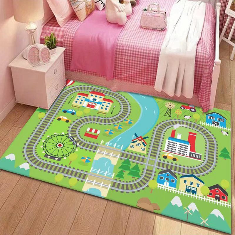 Game Puzzle Carpet Polyester Area Carpet Anti-Slip Easy Care Rug for Playroom