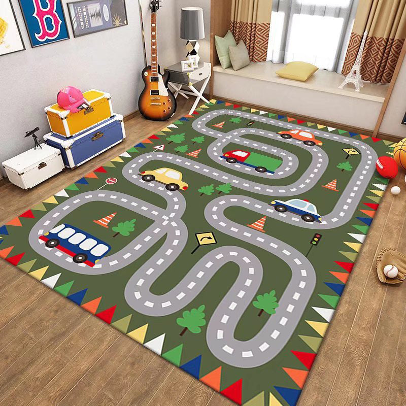 Game Puzzle Carpet Polyester Area Carpet Anti-Slip Easy Care Rug for Playroom