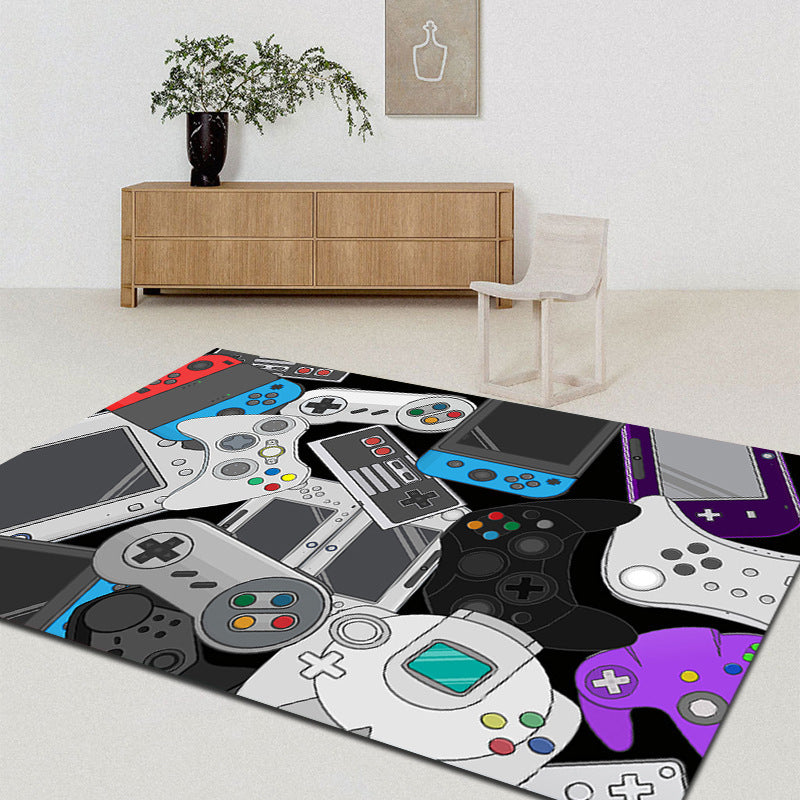 Modern Game Pad Print Rug Polyester Area Rug Washable Carpet with Non-Slip Backing