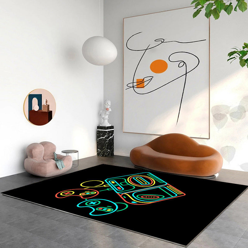 Modern Game Pad Print Rug Polyester Area Rug Washable Carpet with Non-Slip Backing