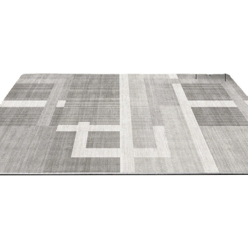 Wabi-sabi Grey Graphic Rug Polyester Modern Rug Washable Rug for Living Room