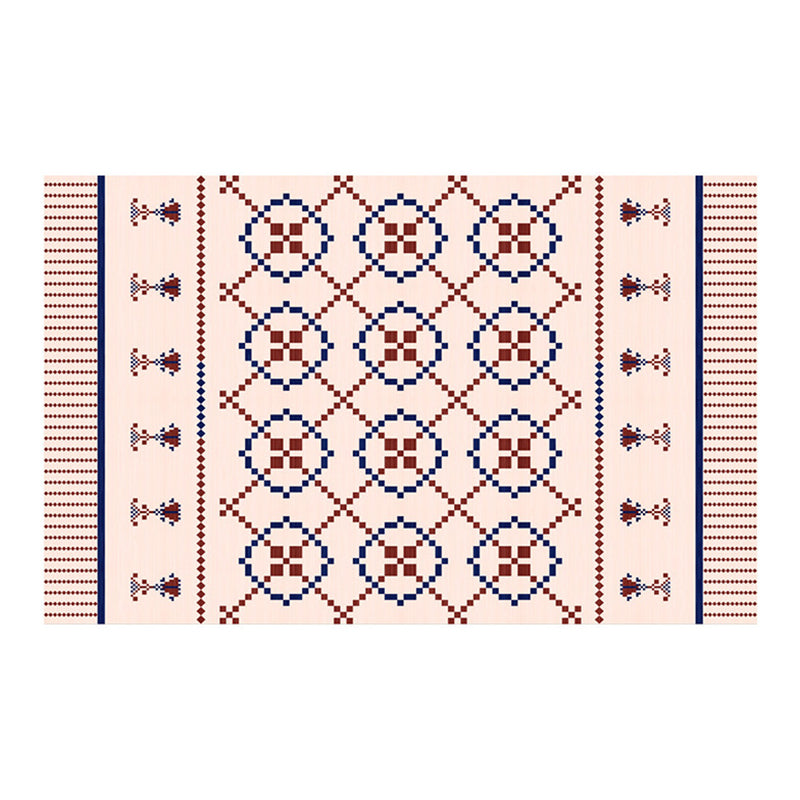 Morocco Area Rug Polyester Tribal Pattern Carpet Anti-Slip Backing Rug for Home Decor