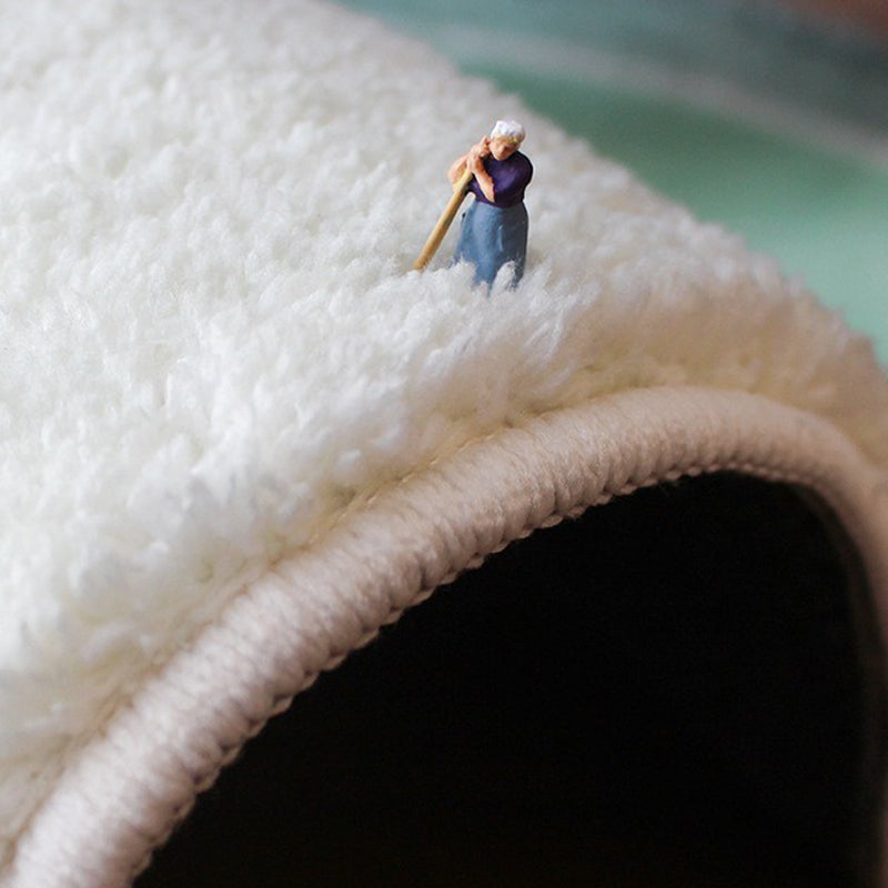 Light Grey Striped Rug Polyester Simple Area Rug Washable Rug for Living Room