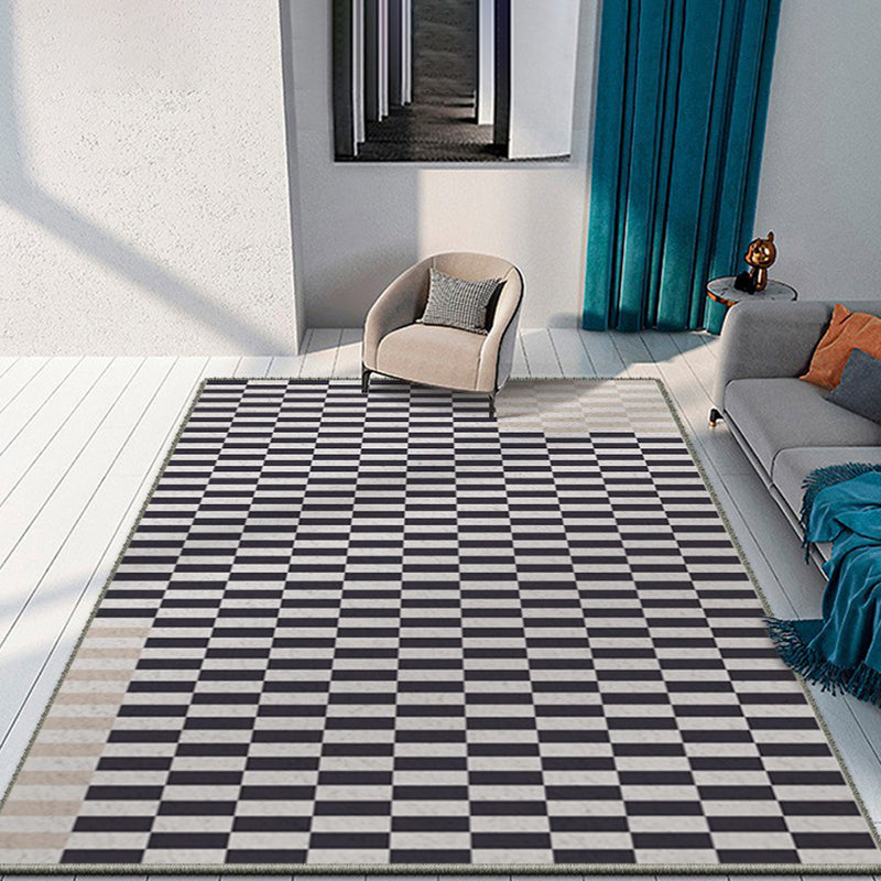 Light Grey Striped Rug Polyester Simple Area Rug Washable Rug for Living Room