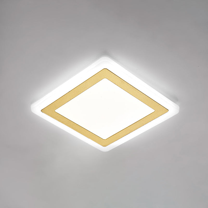 Plafonnier LED de forme carrée en fer moderne, 1 lumière, montage encastré pour allée et balcon