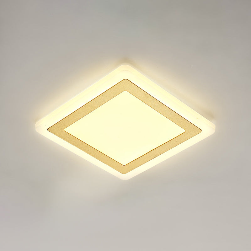 Plafonnier LED de forme carrée en fer moderne, 1 lumière, montage encastré pour allée et balcon