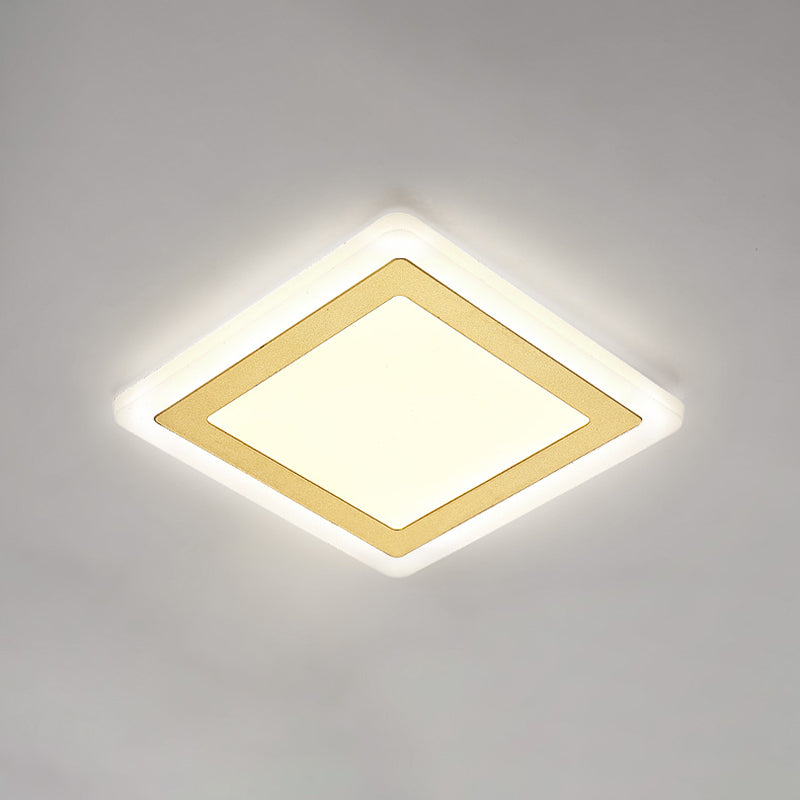 Plafonnier LED de forme carrée en fer moderne, 1 lumière, montage encastré pour allée et balcon