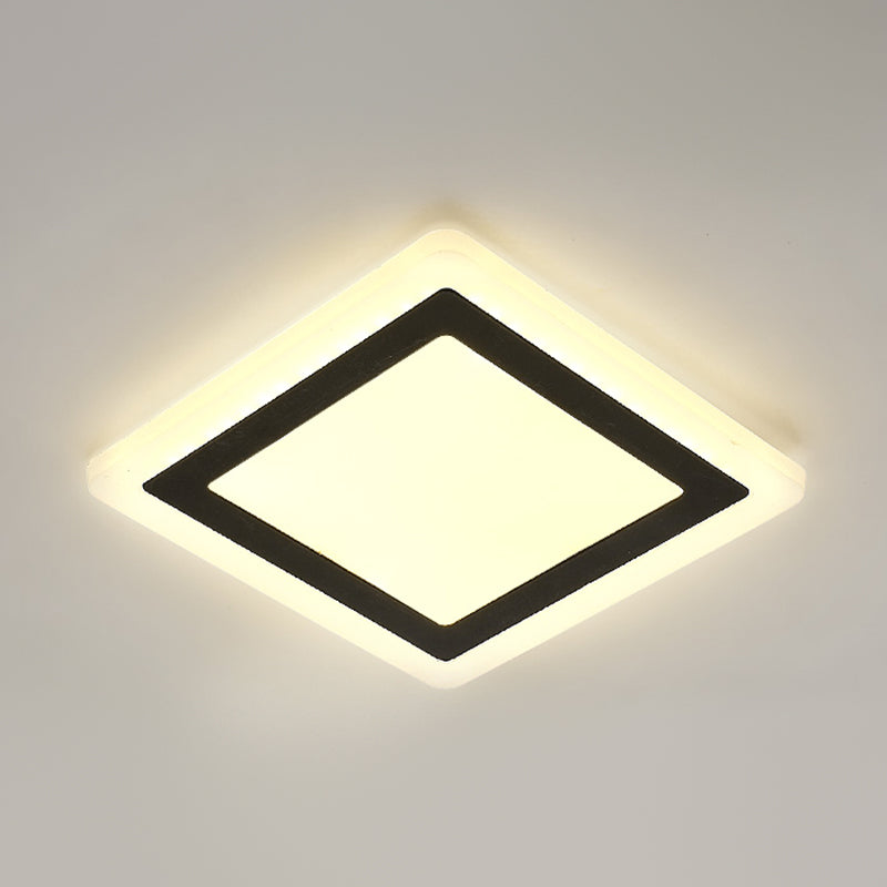 Plafonnier LED de forme carrée en fer moderne, 1 lumière, montage encastré pour allée et balcon