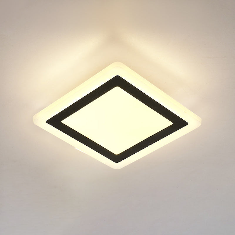 Plafonnier LED de forme carrée en fer moderne, 1 lumière, montage encastré pour allée et balcon