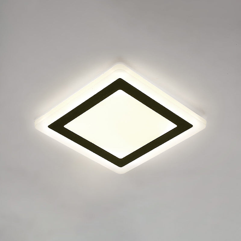 Plafonnier LED de forme carrée en fer moderne, 1 lumière, montage encastré pour allée et balcon