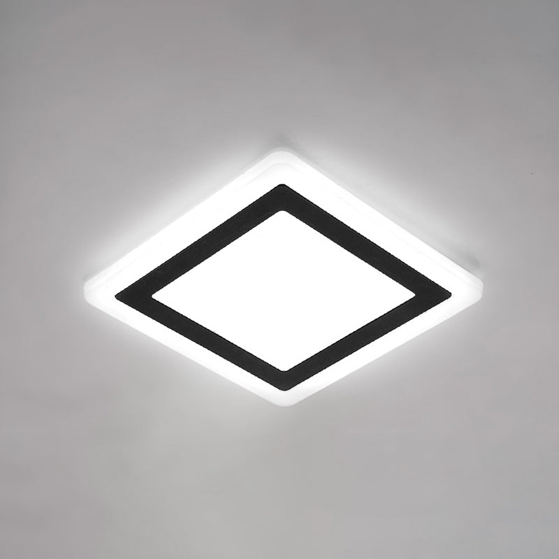 Plafonnier LED de forme carrée en fer moderne, 1 lumière, montage encastré pour allée et balcon