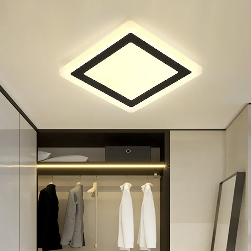 Plafonnier LED de forme carrée en fer moderne, 1 lumière, montage encastré pour allée et balcon