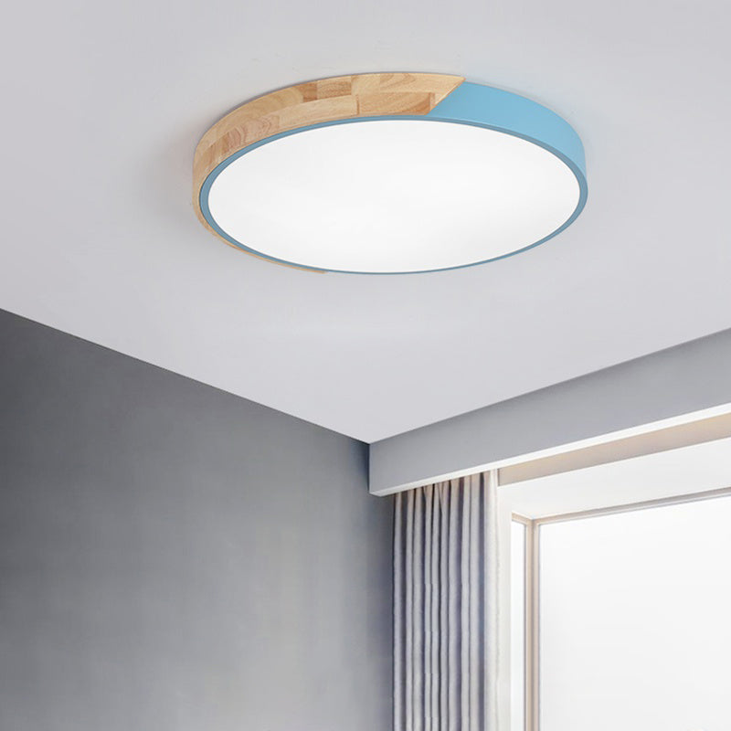 Plafonnier LED de forme ronde macaron fer moderne 1 lumière encastré pour salon