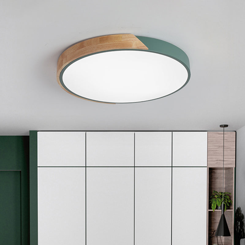 Plafonnier LED de forme ronde macaron fer moderne 1 lumière encastré pour salon