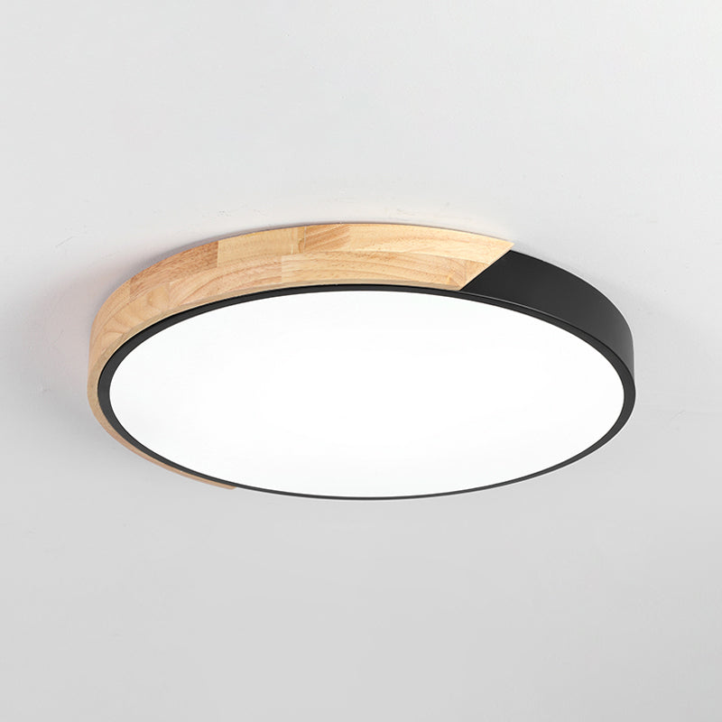 Plafonnier LED de forme ronde macaron fer moderne 1 lumière encastré pour salon