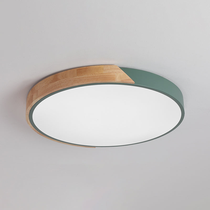 Plafonnier LED de forme ronde macaron fer moderne 1 lumière encastré pour salon