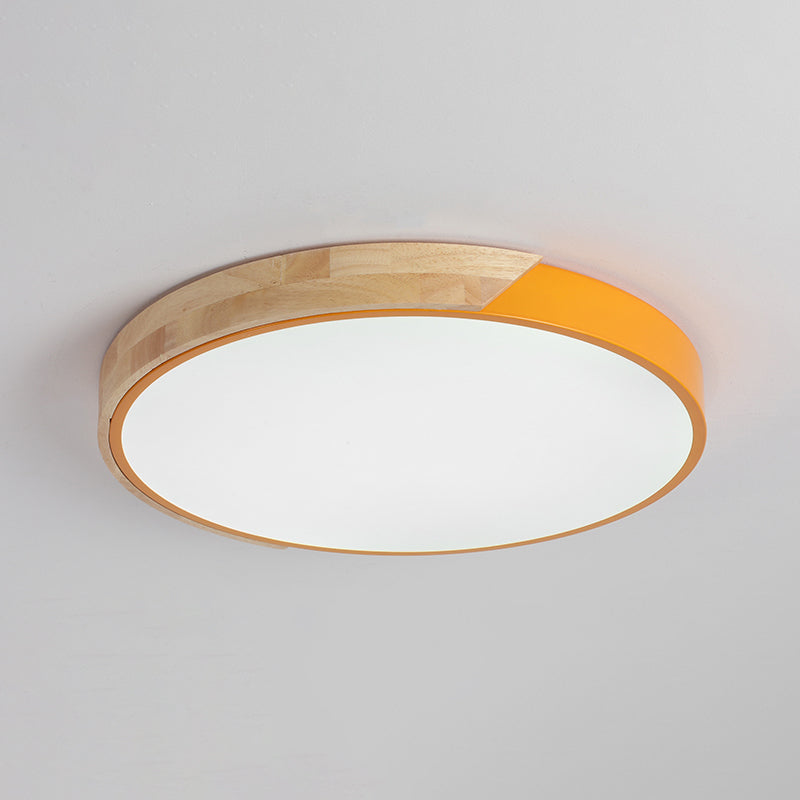 Plafonnier LED de forme ronde macaron fer moderne 1 lumière encastré pour salon