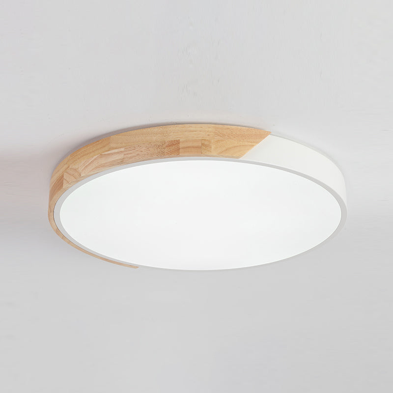 Plafonnier LED de forme ronde macaron fer moderne 1 lumière encastré pour salon