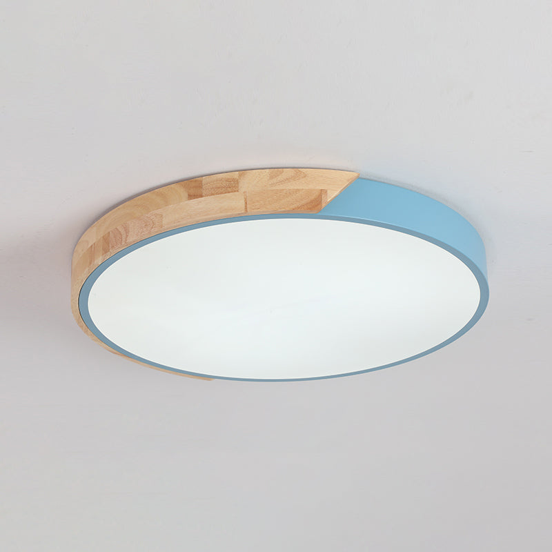 Plafonnier LED de forme ronde macaron fer moderne 1 lumière encastré pour salon