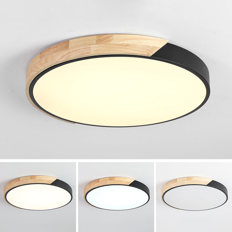 Plafonnier LED de forme ronde macaron fer moderne 1 lumière encastré pour salon