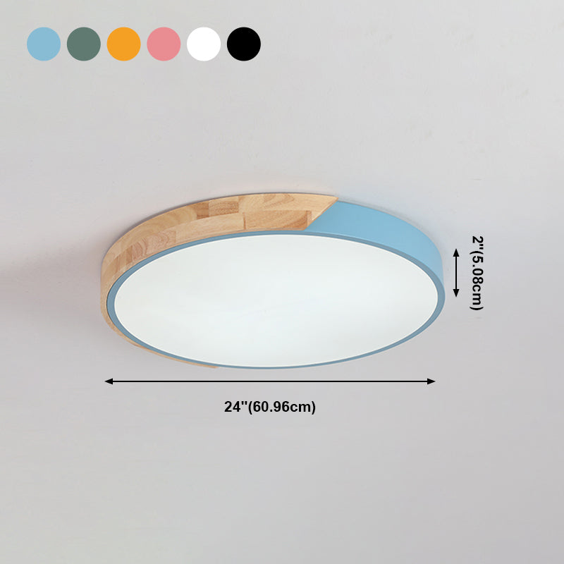 Plafonnier LED de forme ronde macaron fer moderne 1 lumière encastré pour salon