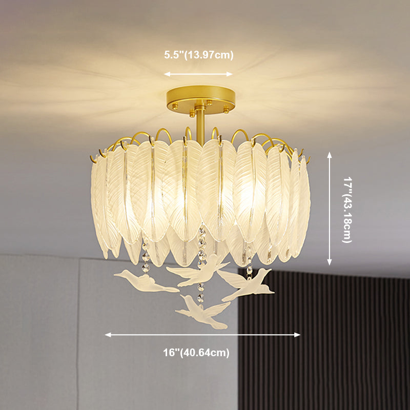 Plafonnier de forme ronde moderne en fer avec abat-jour en verre pour chambre