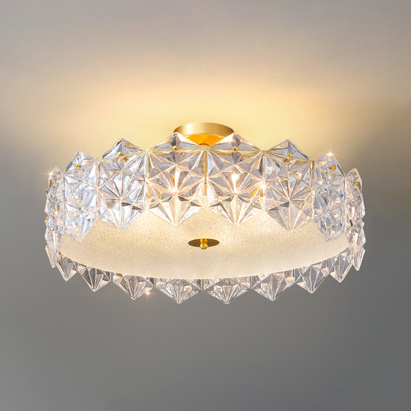 Plafonnier de forme ronde moderne en fer avec abat-jour en verre pour chambre à coucher et étude