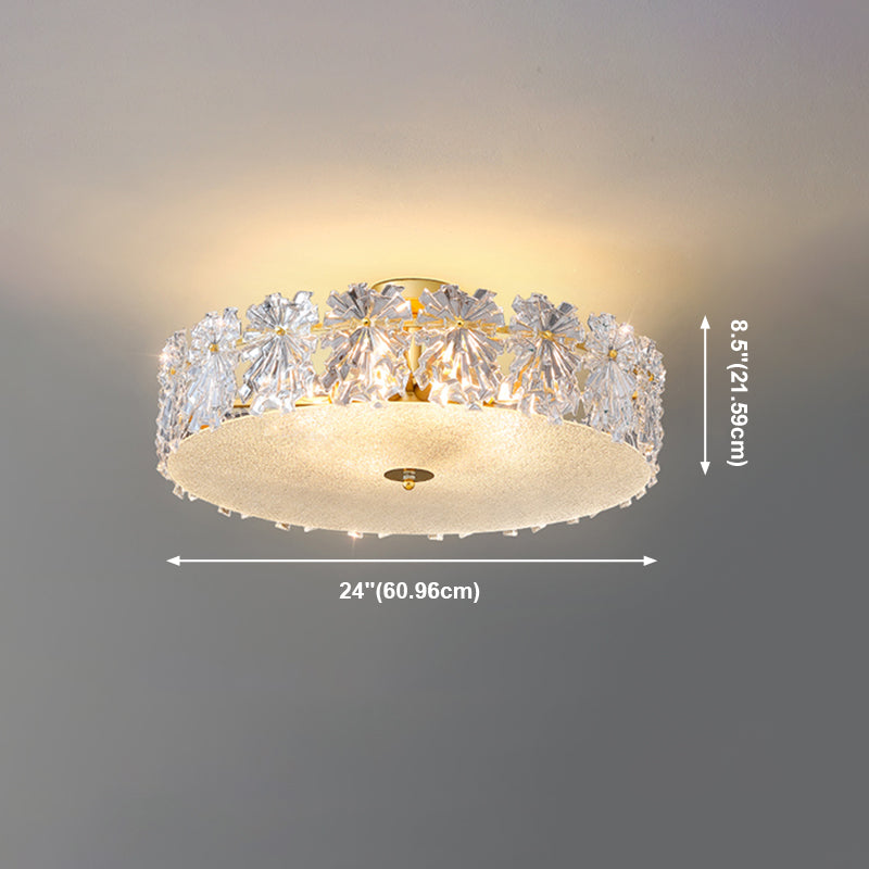 Plafonnier de forme ronde moderne en fer avec abat-jour en verre pour chambre à coucher et étude